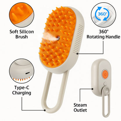 Spa-Like Anti-Shedding Pet Grooming Steam Brush for a Fur-Free Home