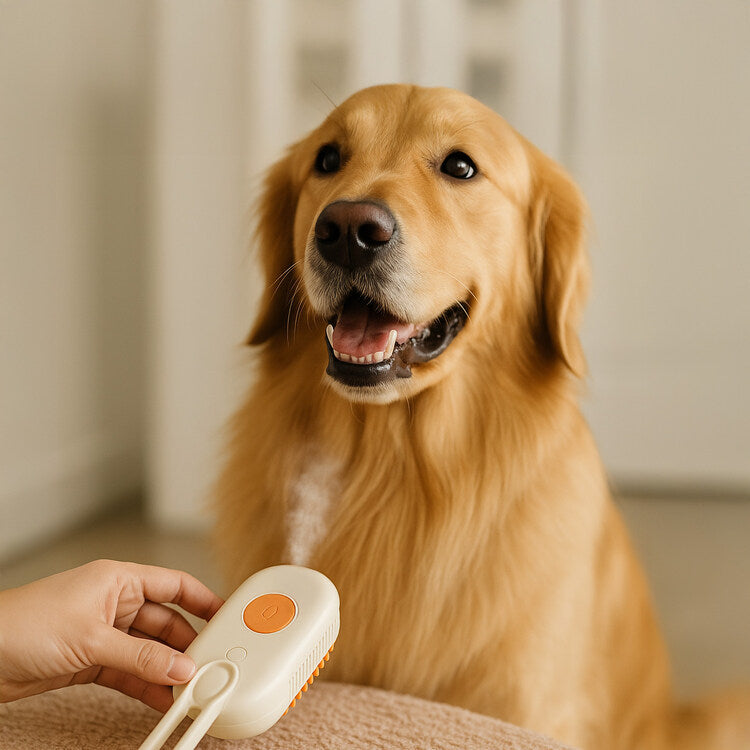 Spa-Like Anti-Shedding Pet Grooming Steam Brush for a Fur-Free Home