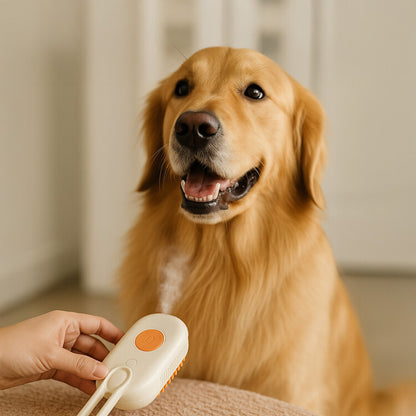 Spa-Like Anti-Shedding Pet Grooming Steam Brush for a Fur-Free Home