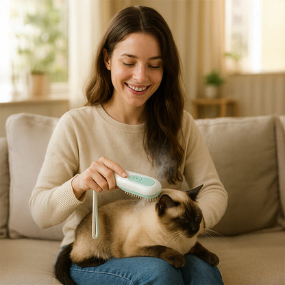 Spa-Like Anti-Shedding Pet Grooming Steam Brush for a Fur-Free Home